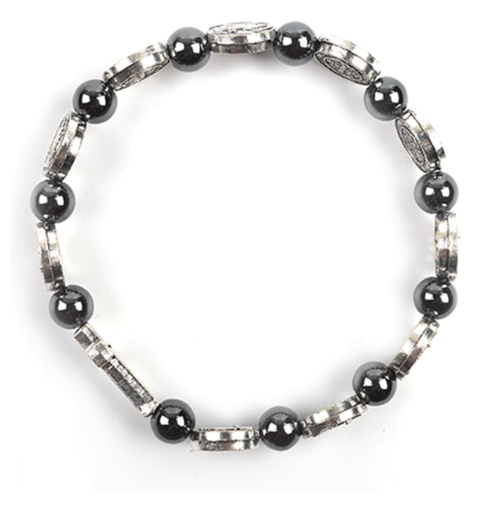 H7403b336b118431184d9cf079f5b0b663 Komi Metal Catholic Elasticated Round Rose Alloy Beads Rosary Beads CrossPrayer Bracelet