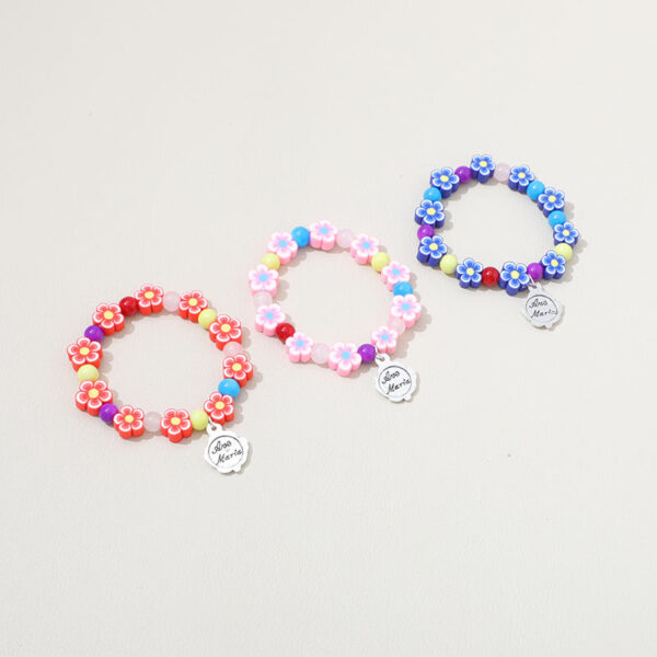 Wholesale Religious Catholic Jewelry Multicolor Petals Shape Acrylic Rosary Pendant Prayer Rosary Bracelet
