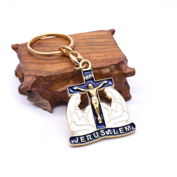 H764b0f48fd99475e80822f0a405d0c99e Wholesale Jesus Exorcist Cross Festival Decoration Catholic Relics Christianity Crucifix Virgin Mary Keychain