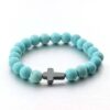 KOMI New Black Gallstone Cross Elastic Bracelet Turquoise Bracelet
