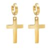 H7b2fe44f4a484a9ba8d3d1a15b20486cY KOMI 18K Gold Stainless Steel Cross Dangle Drop Earrings for Men Women HipHop Earrings Personality Hoop Earrings for Boys Girls