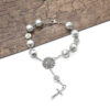 H7b41bf857ec2423ba34a8bb9171e0506j Hot Selling Silver Color Pearl Rosary Glass PearlBeads Bracelets Jesus Cross Pendant Charm Prayer Bracelets