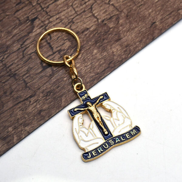H7c5b23efbb7f4d448cba2db6a4743676M Wholesale Jesus Exorcist Cross Festival Decoration Catholic Relics Christianity Crucifix Virgin Mary Keychain