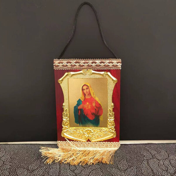 KOMI Holy Family Figure Wooden Craft Beautiful Our Lady of Guadelupe Table Standing Wall Hanging Home Decorations Crafts Gifts