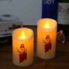 1pc LED Electronic Plastic Candle Light Virgin Jesus Catholic Christian Virgin Jesus Prayer Plastic Candle Light Crafts Wholesale