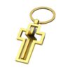 KOMI Silver Metal Rotating Cross Keychain for Bag Accessories Cross Car Keyring Charm Pendant Key Holder Metal Key Chain for Men