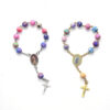 H7e22ba7c4f4a434bb3db7ac8f022d662z Komi Wholesale Rosaries Religious Catholic Polymer Clay Cross Children Jewelry Colorful Rosary Bracelet