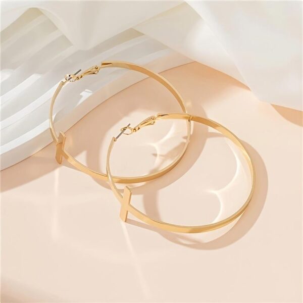 H7e97dd72d34a4f518006c2399d8a49305 KOMI Gold Plated Hoop Earrings Cross Earrings for Women Men Exaggerated Cross Large Circle Round Drop Earrings for Girls Gifts