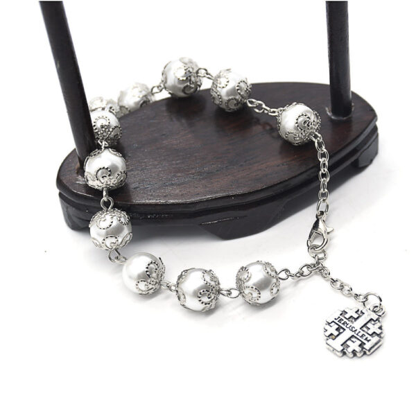 KOMI Handmade 8mm Acrylic Beaded Cross Rosary Necklace for Women Rosary Beads Chain Cross Pendant Necklace Prayer Gifts