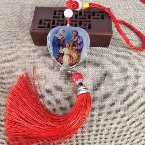 KOMI Wedding Home Decor in Glass Dome with Religious Figures Exquisite Glass Crystal Car Pendant Hanging Ornaments