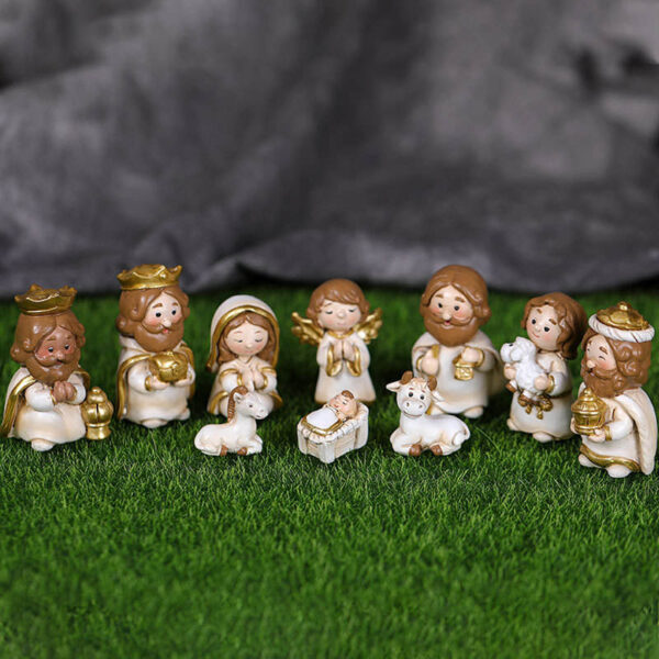 Christmas Gifts Cartoon Jesus Was Born Manger Ornaments Virgin Figures Resin Crafts Home Lighting Decorations Sculpture
