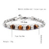 Komi Natural Tiger Eye Stone Bracelet Titanium Steel Adjustable Beaded String Bracelets Cuff Bangles for Men Birthday Gifts