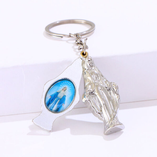 Wholesale Blessed Virgin Mary Christian Split Keyring Metal Acrylic Picture Jesus Keychain