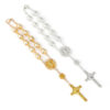 H84da49e85e824de78a20d80d830ee48cw Golden Tori Glass Imitation Pearl Alloy Jesus Cross Gold St. Benedict Medal Catholic Rosary Bracelet Religious Pendant Bracelet