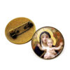 KOMI Wholesale Vintage Anti-Bronze Round Glass Virgin Mary Medal Brooch Badge Personality Accessories Clothes Brooch Pins