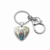 KOMI Religious Fashion Accessory Virgin Mary Heart Charms Keychain Metal Keyrings Keychains for Women Birthday Crafts Gifts