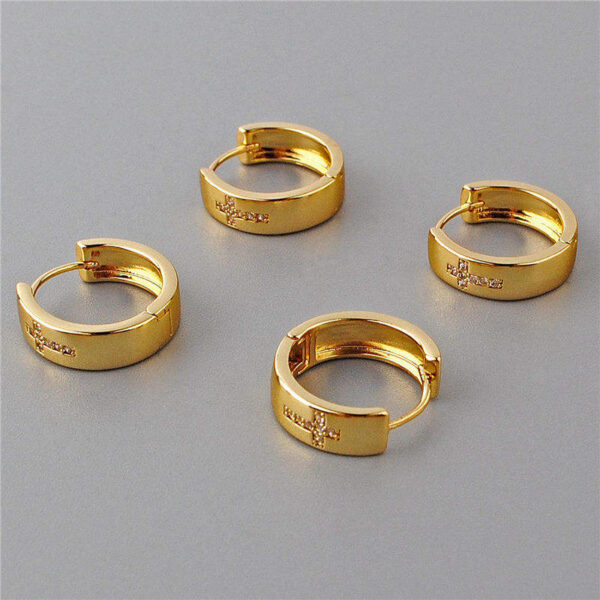 KOMI Gold Hoop Earrings for Women Chunky Gold Cubic Zirconia Circle Dangle Earrings CZ Cross Huggie Earrings for Women Jewelry