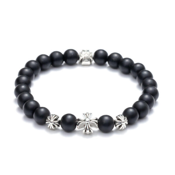 H86c8fad918a947909071f29c755daa654 KOMI Fashion Natural 8mm Gemstone Beaded Bracelets with Vintage Metal Cross Bracelet Turquoise Beads Stretch Bracelet for Unisex