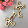KOMI Gold Metal Heart Cross Hands Holding Home Decoration Love Cross Sculpture Art Crafts Gifts for Wall Hanging Table Standing