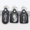 Factory Wholesale Spot Retro Metal Leather Combination Car Ornament Religious Figure Pattern Keychain Jewelry Pendant