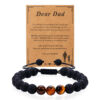 KOMI Christmas Gift Bracelet Anniversary Birthday for Boyfriend Son Husband Lover Tiger Eye Volcanic Stone Elastic Bracelet