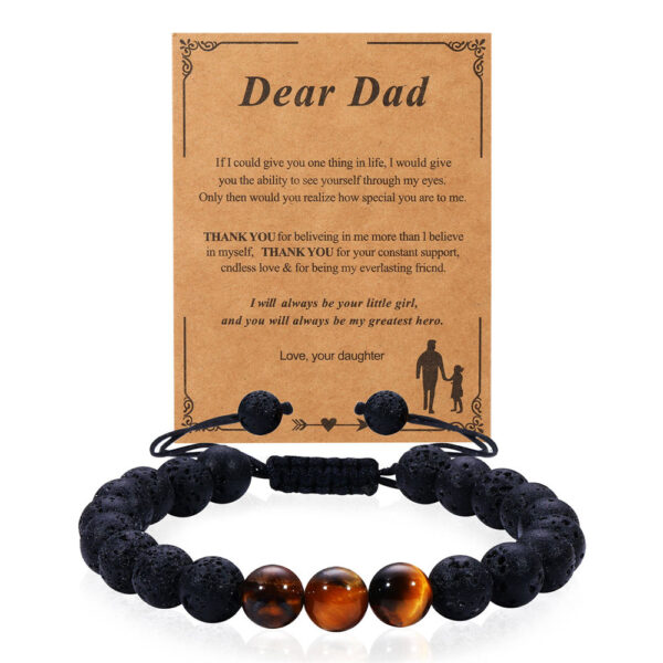 KOMI Christmas Gift Bracelet Anniversary Birthday for Boyfriend Son Husband Lover Tiger Eye Volcanic Stone Elastic Bracelet