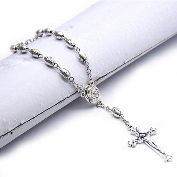 Komi 5*8mm Retro Metal Cross Beads Rosary Catholicism Gift Religious Prayer Beads Rosaries Bracelt