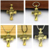 KOMI Vintage Figure Crucifix Pendant Necklace Keychain Jewelry Set Image Cross Religious Craft Gifts Car Accessories