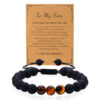 KOMI Christmas Gift Bracelet Anniversary Birthday for Boyfriend Son Husband Lover Tiger Eye Volcanic Stone Elastic Bracelet