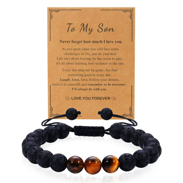 KOMI Christmas Gift Bracelet Anniversary Birthday for Boyfriend Son Husband Lover Tiger Eye Volcanic Stone Elastic Bracelet