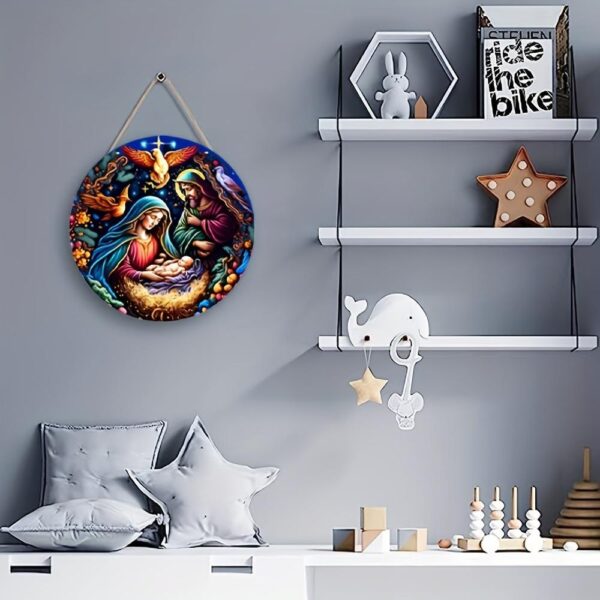 H8c87097c9087422a9daca07ffc2a792al Komi Christmas Home Wooden Crafts Door Plate Circular logo Christmas Creative Decoration Plate Home