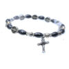 Komi Wholesales Black Christian Jewelry Icon Black Beads Rosary Crucifix Virgin Mary Pendant Bracelet
