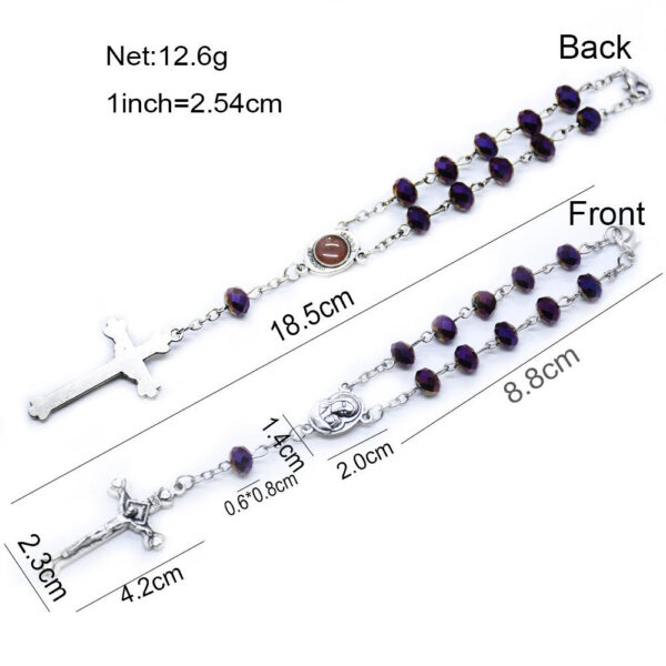 H8e333d2203314a0e86f310a260954c13O Komi Religious Purple Crystal Beads Cross Virgin Mary Pendant Catholicism Gift Prayer Rosary Bracelet