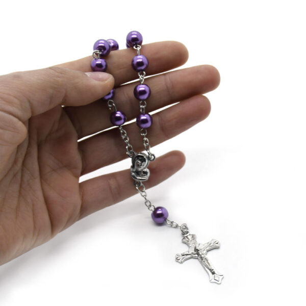 H8ebf9a994cd0437b868918dff0fe2253p Komi Wholesales Catholic Rosary Bracelet Imitation Glass Pearl Christ Cross Jesus Virgin Mary Rosary Bracelets