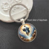 KOMI Christian Baptism Christmas Gifts Christian Keyring for Men Religious Jesus Pattern Glass Pendant Keychain Easter Gift