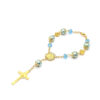 Komi Religious Jesus Crucifix Cross Bracelet Christian Prayer Crystal Beaded Rosay Bracelet for Women Girls Sacred Gift