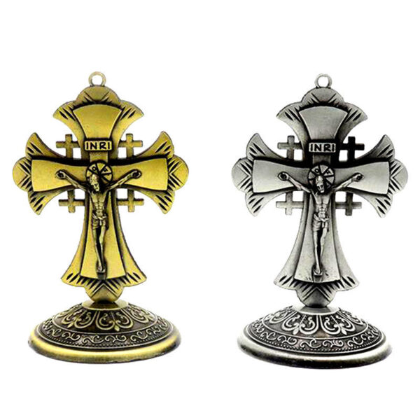 H919ff4f4c9e24a388774b0b13ac3d06dI KOMI Wholesale Metal Alloy Jesus Cross Table Ornaments Car Office and Home Decoration Metal Crafts Souvenirs Ornaments