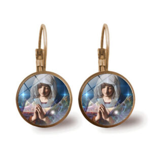 H91a3c123586644d1b7487e1477c07c179 Religious Gift Silver Virgin Mary Coin Stud Earrings Miraculous Medal Earrings for Women Fashion Jewelry Collection