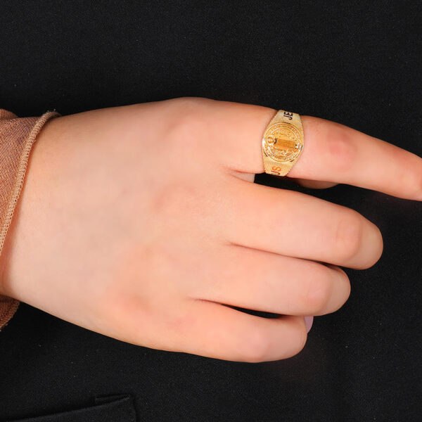 H97677e7adfd148ec9adffb3e02fa53a0u Stainless Steel Catholic St. Benedict St. Ring Jesus Exorcist Opening Adjustable Religious Ring Jewelry