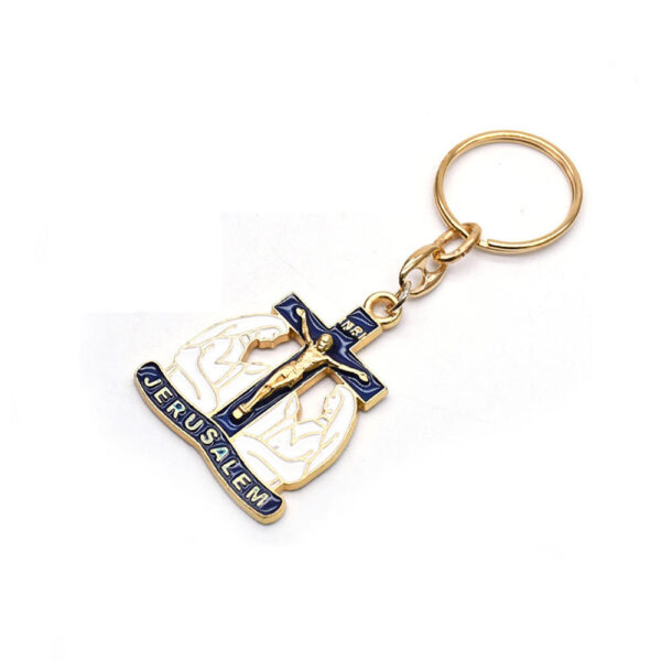 H97954f53f70b497b9dc0bf9749382466V Wholesale Jesus Exorcist Cross Festival Decoration Catholic Relics Christianity Crucifix Virgin Mary Keychain