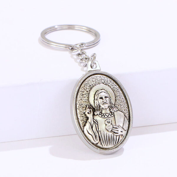 Hot Metal Christian Church Souvenirs Vintage Jesus Portrait Keyrings Personalized Religious Keychains