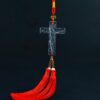 Retro Artificial Crystal Glass Cross Tassel Tassel Pendant Car Pendant Key Chain Pendant