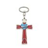 KOMI Christian Cross Keychains for Women Colored Enamel Heart Cross KeyChain for Men Cross Pendant Keyrings for Car Baptism Gift