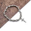 Komi Metal Catholic Elasticated Round Rose Alloy Beads Rosary Beads Cross Pendant Prayer Bracelet