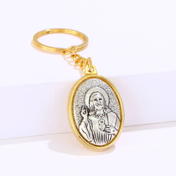 Hot Metal Christian Church Souvenirs Vintage Jesus Portrait Keyrings Personalized Religious Keychains