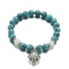 KOMI Turquoise Beads Hand String Yoga Energy Bracelet Luminous Lotus Charm Sanskrit Beaded Bracelets Elastic Wristband Bracelet
