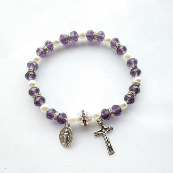 H9de8e1b03bd647008262a78d88129474I Komi Wholesale Crystal Rhinestone Girl Religious Crucifix Pendant Prayer Rosary Bracelet