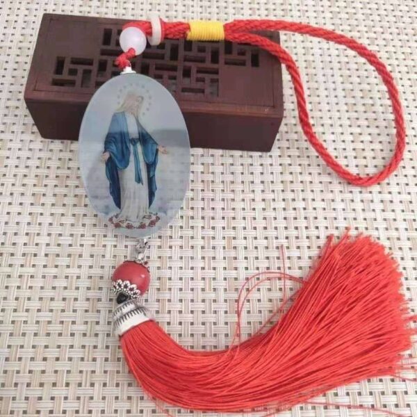 KOMI Wedding Home Decor in Glass Dome with Religious Figures Exquisite Glass Crystal Car Pendant Hanging Ornaments