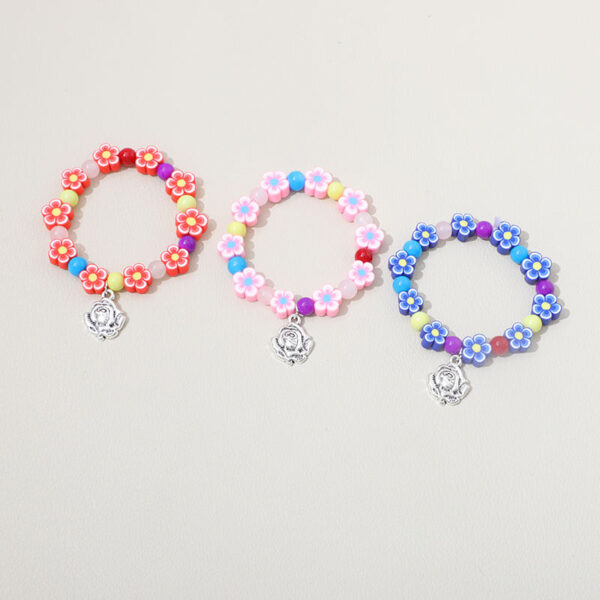 Wholesale Religious Catholic Jewelry Multicolor Petals Shape Acrylic Rosary Pendant Prayer Rosary Bracelet