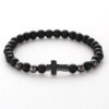 H9fd54a2471a14be2a4af70cf4bda2586m Komi Hot Selling Copper Microinset Cross Multicolor Zircon 6mm Black Frosted Stone Religious Bracelet